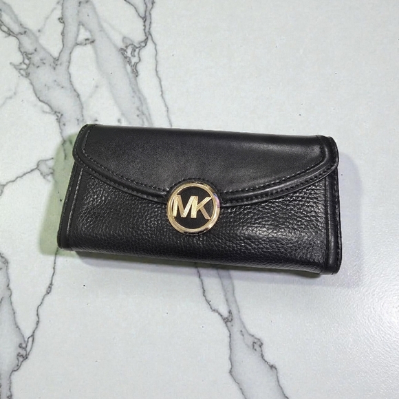 Michael Kors Handbags - Michael Kors Black Leather Wallet with Gold Logo
